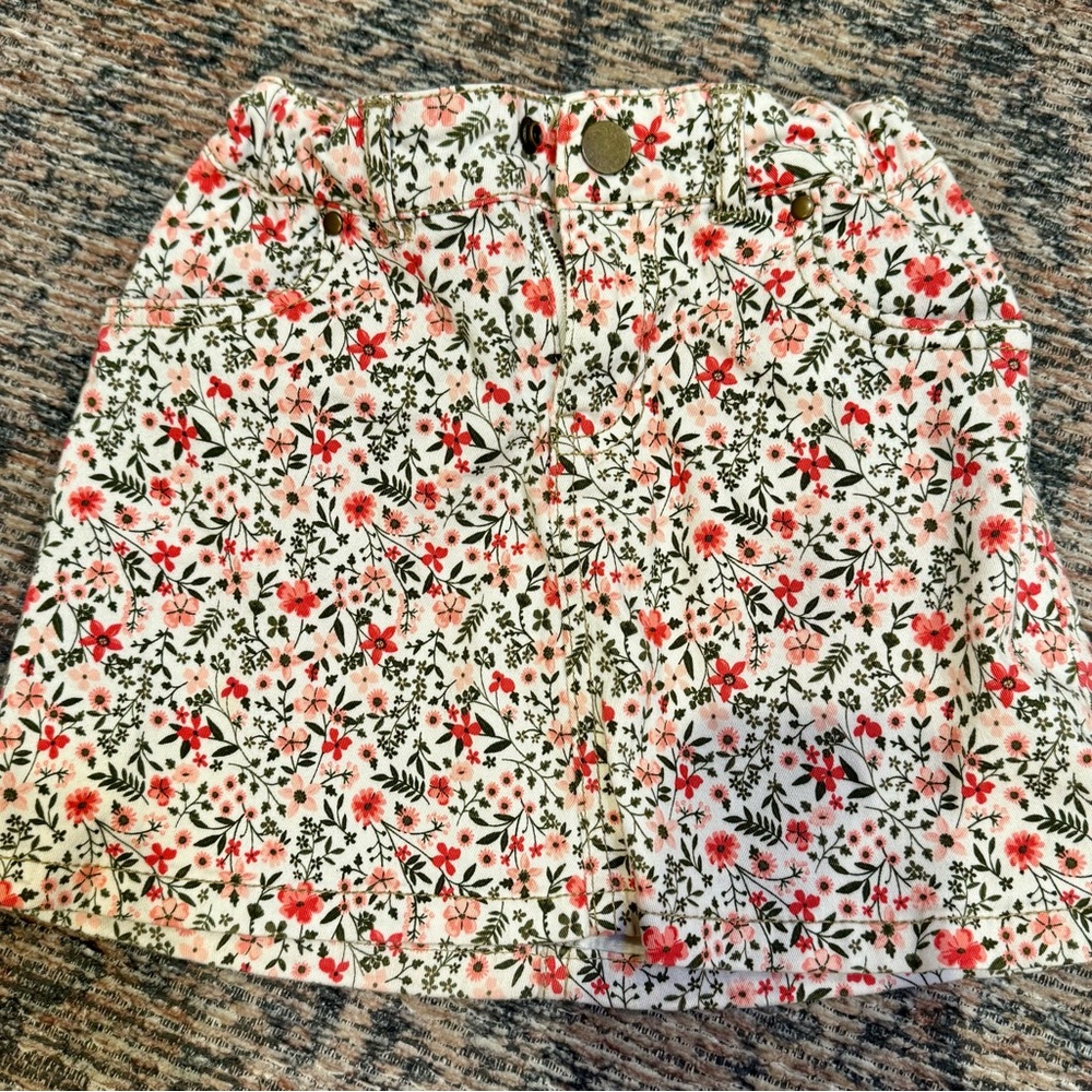 Carter's Floral Skater Skirt - Red and Green